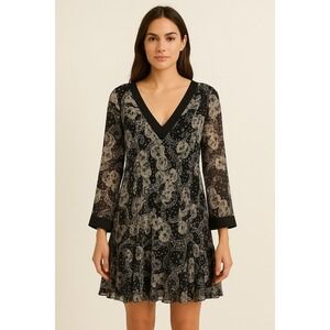 Bisou Bisou Dress XL Sheer Floral Paisley Boho Evening Party